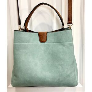 Jen & Co - "Tati" Vegan Leather Convertible Crossbody/Satchel/Dark Teal/LIKE NEW